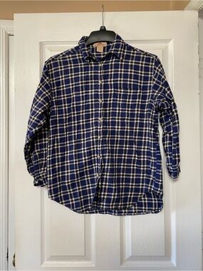VTG 90’s Fresno Jean Company Black Blue Grunge Plaid Shirt Button up Down